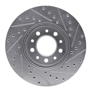Ford Windstar Brake Rotor (1) - Front Left - R1 Concepts - Drilled & Slotted - Silver - `99-`03